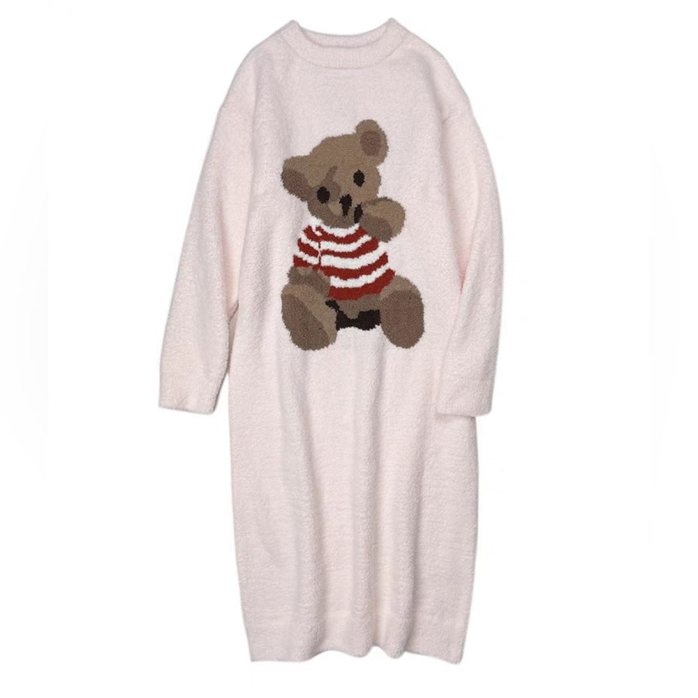 Pink bear Pajamas Dress/Fluffy/Soft/Warm